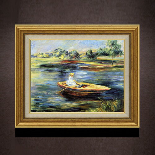 【油絵 直筆仕上げ】ルノワール ボートを漕ぐ若い女 F6 【アップグレード額】 絵画 販売 6号 油彩 人物画 558×467mm 複製画 送料無料 プレゼント ギフト 開店祝い 開業祝い 退職祝い 新築祝い リビング 玄関 モダン アートフレーム 壁掛け