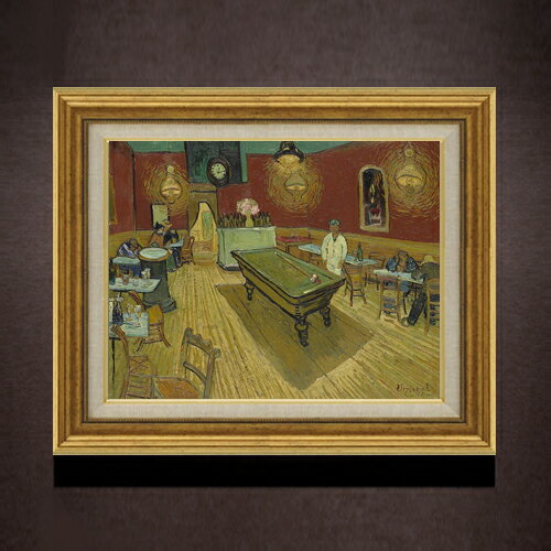 【油絵 直筆仕上げ】ゴッホ 夜のカフェ F6 【アップグレード額】 絵画 販売 6号 油彩 風景画 558×467mm 複製画 送料無料 プレゼント ギフト 開店祝い 開業祝い 退職祝い 新築祝い リビング 玄関 モダン アートフレーム 壁掛け