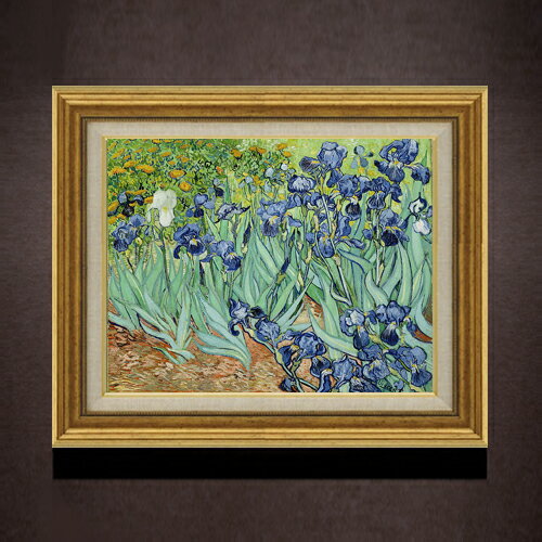 Rakuten - 【油絵 直筆仕上げ】ゴッホ アイリス F6 【アップグレード額】 絵画 販売 6号 油彩 風景画 558×467mm 複製画 送料無料 プレゼント ギフト 開店祝い 開業祝い 退職祝い 新築祝い リビング 玄関 モダン アートフレーム 壁掛け