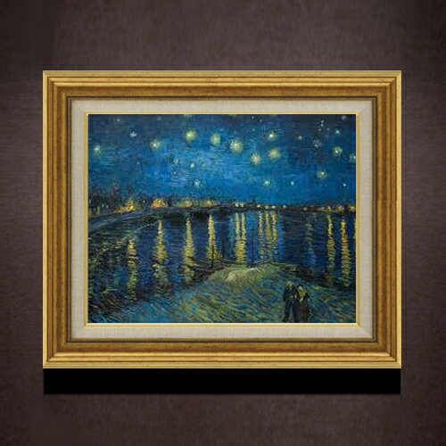 乐天商城 - 【油絵 直筆仕上げ】ゴッホ ローヌ川の星月夜 F6 【アップグレード額】 絵画 販売 6号 油彩 風景画 558×467mm 複製画 送料無料 プレゼント ギフト 開店祝い 開業祝い 退職祝い 新築祝い リビング 玄関 モダン アートフレーム 壁掛け