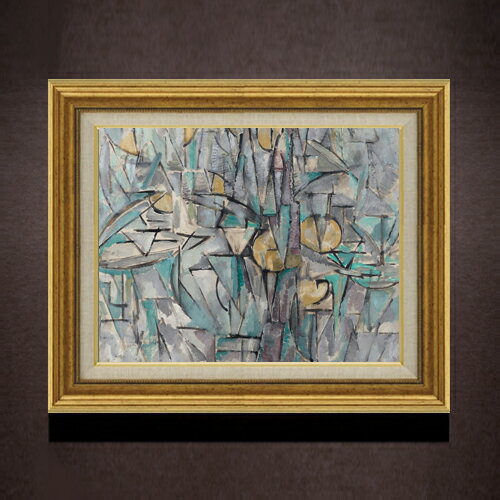 Rakuten - 【油絵 直筆仕上げ】ピート・モンドリアン Composition X F6 【アップグレード額】 絵画 販売 6号 油彩 抽象画 558×467mm 複製画 送料無料 プレゼント ギフト 開店祝い 開業祝い 退職祝い 新築祝い リビング 玄関 モダン アートフレーム 壁掛け