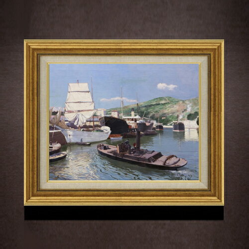 樂天商城 - 【油絵 直筆仕上げ】アバデス Port of Bilbao F6 【アップグレード額】 絵画 販売 6号 油彩 風景画 558×467mm 複製画 送料無料 プレゼント ギフト 開店祝い 開業祝い 退職祝い 新築祝い リビング 玄関 モダン アートフレーム 壁掛け