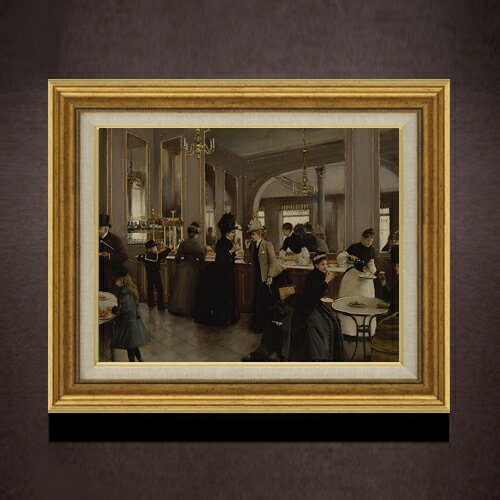 Rakuten - 【油絵 直筆仕上げ】ジャン・ベロー La Patisserie Gloppe F6 【アップグレード額】 絵画 販売 6号 油彩 風景画 558×467mm 複製画 送料無料 プレゼント ギフト 開店祝い 開業祝い 退職祝い 新築祝い リビング 玄関 モダン アートフレーム 壁掛け