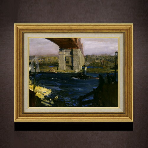 【油絵 直筆仕上げ】ジョージ・ベローズ Bridge, Blackwell’s Island F6 【アップグレード額】 絵画 販売 6号 油彩 風景画 558×467mm 複製画 送料無料 プレゼント ギフト 開店祝い 開業祝い 退職祝い 新築祝い リビング 玄関 モダン アートフレーム 壁掛け