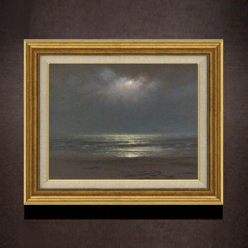 乐天商城 - 【油絵 直筆仕上げ】トライオン Night The Sea F6 【アップグレード額】 絵画 販売 6号 油彩 風景画 558×467mm 複製画 送料無料 プレゼント ギフト 開店祝い 開業祝い 退職祝い 新築祝い リビング 玄関 モダン アートフレーム 壁掛け