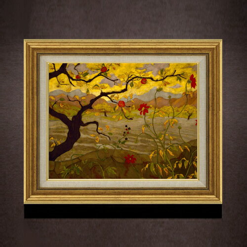 ポール・ランソン Apple Tree with Red Fruit F6  絵画 販売 6号 油彩 風景画 558×467mm 複製画 送料無料 プレゼント ギフト 開店祝い 開業祝い 退職祝い 新築祝い リビング 玄関 モダン アートフレーム 壁掛け