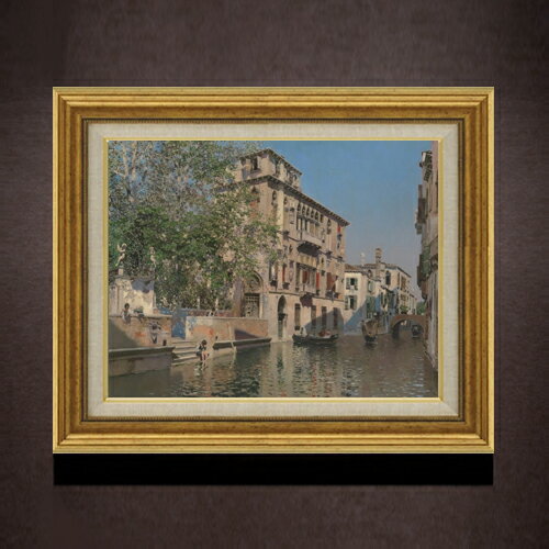 マルティン・リコ A Canal in Venice F6  絵画 販売 6号 油彩 風景画 558×467mm 複製画 送料無料 プレゼント ギフト 開店祝い 開業祝い 退職祝い 新築祝い リビング 玄関 モダン アートフレーム 壁掛け