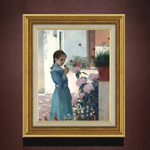 【油絵 直筆仕上げ】ルシニョール The girl with carnation F6 【アップグレード額】 絵画 販売 6号 油彩 人物画 558×467mm 複製画 送料無料 プレゼント ギフト 開店祝い 開業祝い 退職祝い 新築祝い リビング 玄関 モダン アートフレーム 壁掛け