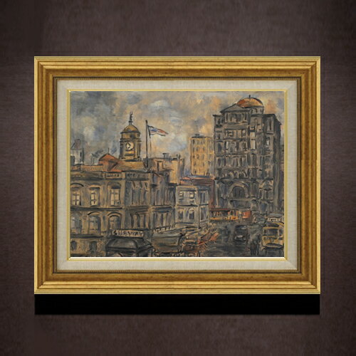 Rakuten - 【油絵 直筆仕上げ】ガルシア 市庁舎 F6 【アップグレード額】 絵画 販売 6号 油彩 抽象画 558×467mm 複製画 送料無料 プレゼント ギフト 開店祝い 開業祝い 退職祝い 新築祝い リビング 玄関 モダン アートフレーム 壁掛け