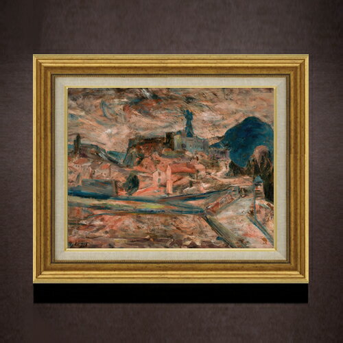 【油絵 直筆仕上げ】コフスキ 山間の小さな町の眺め F6 【アップグレード額】 絵画 販売 6号 油彩 抽象画 558×467mm 複製画 送料無料 プレゼント ギフト 開店祝い 開業祝い 退職祝い 新築祝い リビング 玄関 モダン アートフレーム 壁掛け