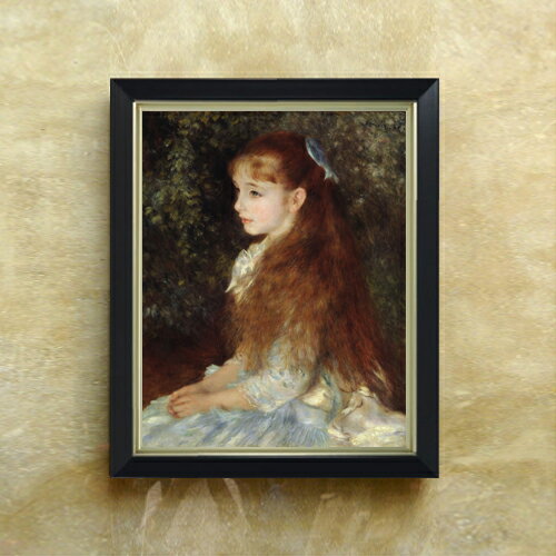 【油絵 直筆仕上げ】ルノワール イレーヌ・カーン・ダンヴェール嬢 F6 【シンプルフレーム】 絵画 販売 （ルノアール） 6号 油彩 人物画 440×348mm 複製画 送料無料 プレゼント ギフト 開店祝い 開業祝い 退職祝い 新築祝い リビング 玄関 モダン アートフレーム 壁掛け