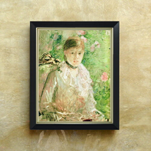 【油絵 直筆仕上げ】ベルト・モリゾ 窓の若い女性 F6 【シンプルフレーム】 絵画 販売 6号 油彩 人物画..