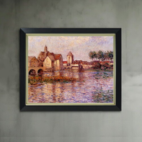 【油絵 直筆仕上げ】シスレー Moret-sur-Loing F6 【シンプルフレーム】 絵画 販売 6号 油彩 風景画 440×348mm 複製画 送料無料 プレゼント ギフト 開店祝い 開業祝い 退職祝い 新築祝い リビング 玄関 モダン アートフレーム 壁掛け