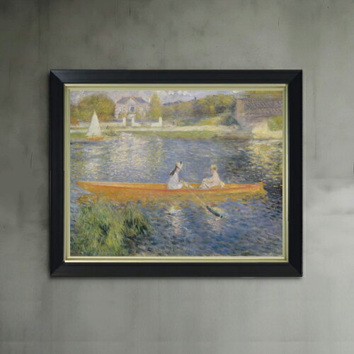 Rakuten - 【油絵 直筆仕上げ】ルノワール 小舟 F6 【シンプルフレーム】 絵画 販売 6号 油彩 風景画 440×348mm 複製画 送料無料 プレゼント ギフト 開店祝い 開業祝い 退職祝い 新築祝い リビング 玄関 モダン アートフレーム 壁掛け