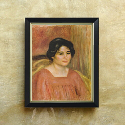 【油絵 直筆仕上げ】ルノワール 赤いブラウスを着たカブリエル F6 【シンプルフレーム】 絵画 販売 6号 油彩 人物画 440×348mm 複製画 送料無料 プレゼント ギフト 開店祝い 開業祝い 退職祝い 新築祝い リビング 玄関 モダン アートフレーム 壁掛け