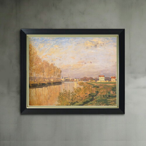 【油絵 直筆仕上げ】クロード・モネ アルジャントゥイユのセーヌ川 F6 【シンプルフレーム】 絵画 販売 6号 油彩 風景画 440×348mm 複製画 送料無料 プレゼント ギフト 開店祝い 開業祝い 退職祝い 新築祝い リビング 玄関 モダン アートフレーム 壁掛け