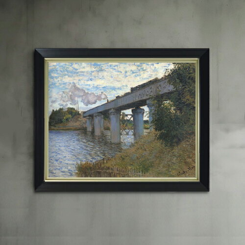 絵自体（キャンバス）の大きさ　410×318mm 表面アクリル透明保護板　額縁吊り紐　付属 ※一部在庫商品は早期出荷可能の場合がございます。 お急ぎに際は別途Eメールにてお問い合わせください。 お問い合わせメールアドレス 　shopmaster@artrest.jp 【留意事項】 ※注文個数によりお届け日が変わることがあります。 ※直筆仕上げ商品のため色彩が若干異なる場合がございますので 予めご了承くださいませ。 絵画 販売 インテリア 油絵 油彩 壁掛け 複製画 風景画 ゴッホ モネ ルノワール その他 静物画 肖像画 アート プレゼント 開業祝い 退職祝い 新築祝い 玄関 リビングアート 風水 縁起 フレーム 贈り物クロード・モネ アルジャントゥイユの鉄橋2