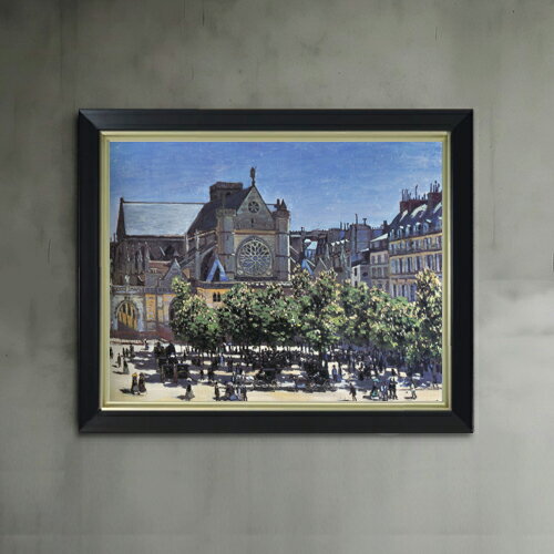 【油絵 直筆仕上げ】クロード・モネ サン＝ジェルマン＝ロクセロワ教会 F6 【シンプルフレーム】 絵画 ..