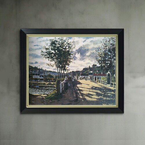 Rakuten - 【油絵 直筆仕上げ】クロード・モネ ブジーヴァルの橋 F6 【シンプルフレーム】 絵画 販売 6号 油彩 風景画 440×348mm 複製画 送料無料 プレゼント ギフト 開店祝い 開業祝い 退職祝い 新築祝い リビング 玄関 モダン アートフレーム 壁掛け