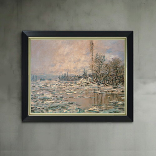 【油絵 直筆仕上げ】クロード・モネ 解氷、曇り空 F6 【シンプルフレーム】 絵画 販売 6号 油彩 風景画..