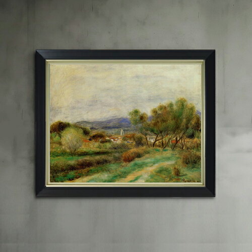 【油絵 直筆仕上げ】ルノワール View of La Sayne F6 【シンプルフレーム】 絵画 販売 6号 油彩 風景画 440×348mm 複製画 送料無料 プレゼント ギフト 開店祝い 開業祝い 退職祝い 新築祝い リビング 玄関 モダン アートフレーム 壁掛け
