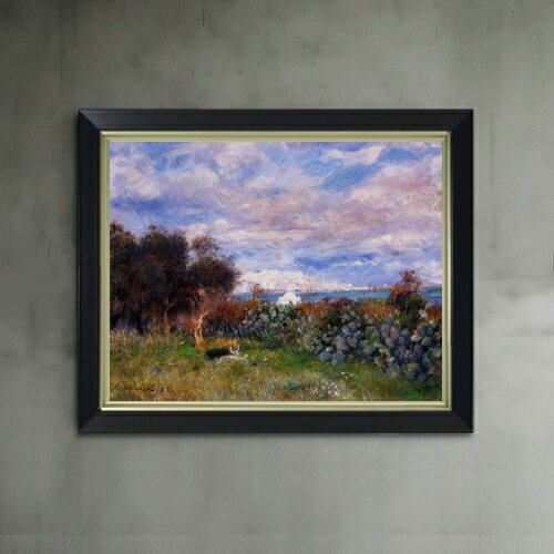 【油絵 直筆仕上げ】ルノワール アルジェの海 F6 【シンプルフレーム】 絵画 販売 6号 油彩 風景画 440..
