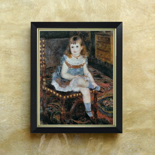 【油絵 直筆仕上げ】ルノワール すわるジョルジェット・シャルパンティエ嬢 F6 【シンプルフレーム】 絵画 販売 6号 油彩 人物画 440×348mm 複製画 送料無料 プレゼント ギフト 開店祝い 開業祝い 退職祝い 新築祝い リビング 玄関 モダン アートフレーム 壁掛け