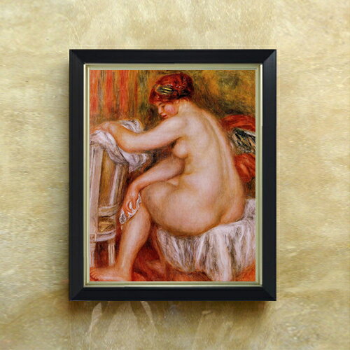 【油絵 直筆仕上げ】ルノワール 座る裸婦(2) F6 【シンプルフレーム】 絵画 販売 6号 油彩 人物画 440×348mm 複製画 送料無料 プレゼント ギフト 開店祝い 開業祝い 退職祝い 新築祝い リビング 玄関 モダン アートフレーム 壁掛け