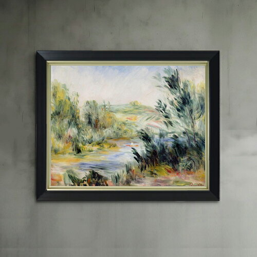 樂天商城 - 【油絵 直筆仕上げ】ルノワール 川岸にて、ボートを漕ぐ F6 【シンプルフレーム】 絵画 販売 6号 油彩 風景画 440×348mm 複製画 送料無料 プレゼント ギフト 開店祝い 開業祝い 退職祝い 新築祝い リビング 玄関 モダン アートフレーム 壁掛け