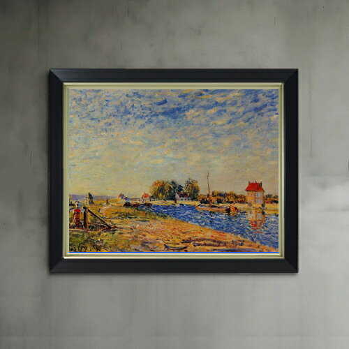 【油絵 直筆仕上げ】シスレー セーヌ・エ・マルヌの朝日 F6 【シンプルフレーム】 絵画 販売 6号 油彩 ..