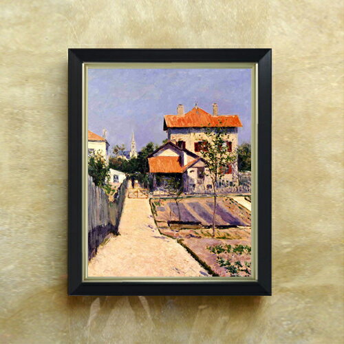 【油絵 直筆仕上げ】カイユボット イエールの画家の家 F6 【シンプルフレーム】 絵画 販売 6号 油彩 風景画 440×348mm 複製画 送料無料 プレゼント ギフト 開店祝い 開業祝い 退職祝い 新築祝い リビング 玄関 モダン アートフレーム 壁掛け