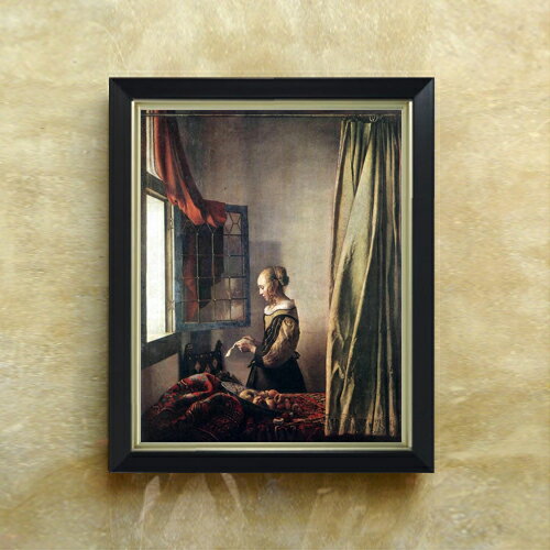 樂天商城 - 【油絵 直筆仕上げ】フェルメール 窓辺で手紙を読む女 F6 【シンプルフレーム】 絵画 販売 6号 油彩 人物画 440×348mm 複製画 送料無料 プレゼント ギフト 開店祝い 開業祝い 退職祝い 新築祝い リビング 玄関 モダン アートフレーム 壁掛け