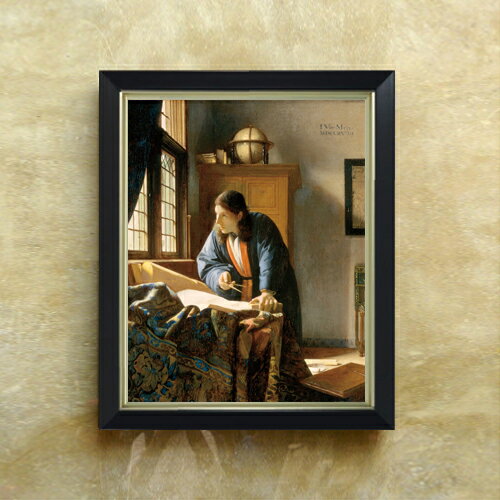 【油絵 直筆仕上げ】フェルメール 地理学者 F6 【シンプルフレーム】 絵画 販売 6号 油彩 人物画 440×3..