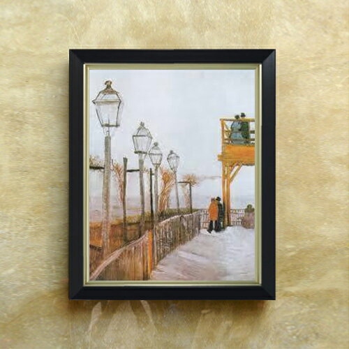 Rakuten - 【油絵 直筆仕上げ】ゴッホ モンマルトル F6 【シンプルフレーム】 絵画 販売 6号 油彩 風景画 440×348mm 複製画 送料無料 プレゼント ギフト 開店祝い 開業祝い 退職祝い 新築祝い リビング 玄関 モダン アートフレーム 壁掛け