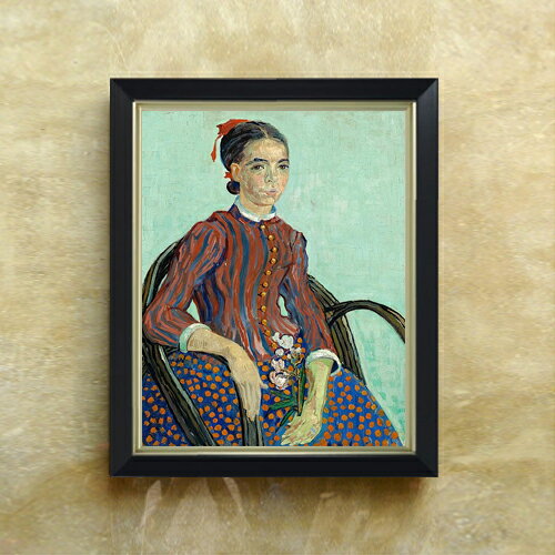 【油絵 直筆仕上げ】ゴッホ ラ・ムスメ、座像 F6 【シンプルフレーム】 絵画 販売 6号 油彩 人物画 440×348mm 複製画 送料無料 プレゼント ギフト 開店祝い 開業祝い 退職祝い 新築祝い リビング 玄関 モダン アートフレーム 壁掛け