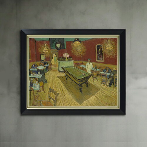【油絵 直筆仕上げ】ゴッホ 夜のカフェ F6 【シンプルフレーム】 絵画 販売 6号 油彩 風景画 440×348mm 複製画 送料無料 プレゼント ギフト 開店祝い 開業祝い 退職祝い 新築祝い リビング 玄関 モダン アートフレーム 壁掛け