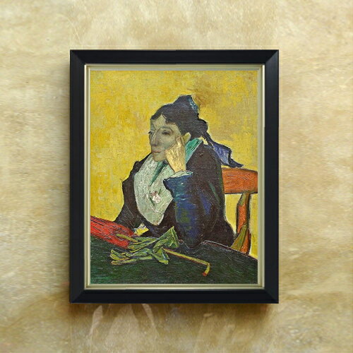 【油絵 直筆仕上げ】ゴッホ アルルの女 (ジヌー夫人) F6 【シンプルフレーム】 絵画 販売 6号 油彩 人物画 440×348mm 複製画 送料無料 プレゼント ギフト 開店祝い 開業祝い 退職祝い 新築祝い リビング 玄関 モダン アートフレーム 壁掛け