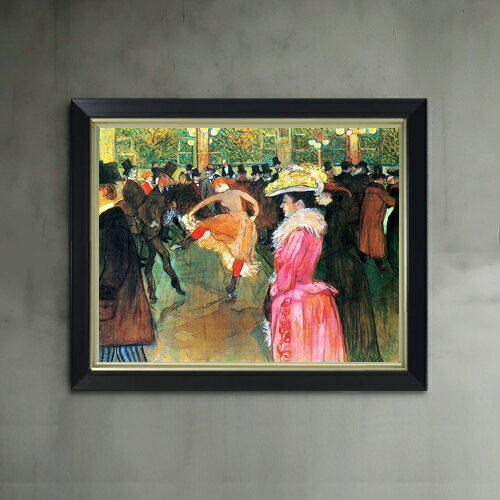 【油絵 直筆仕上げ】ロートレック ムーラン・ルージュの舞踏会 F6 【シンプルフレーム】 絵画 販売 6号 油彩 人物画 440×348mm 複製画 送料無料 プレゼント ギフト 開店祝い 開業祝い 退職祝い 新築祝い リビング 玄関 モダン アートフレーム 壁掛け