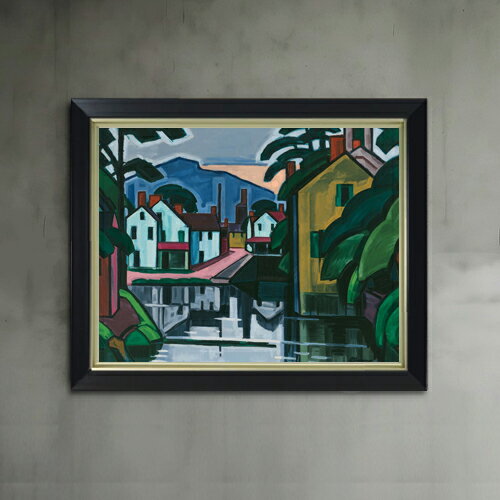 【油絵 直筆仕上げ】ブルーマナー Old Canal Port F6 【シンプルフレーム】 絵画 販売 6号 油彩 抽象画..