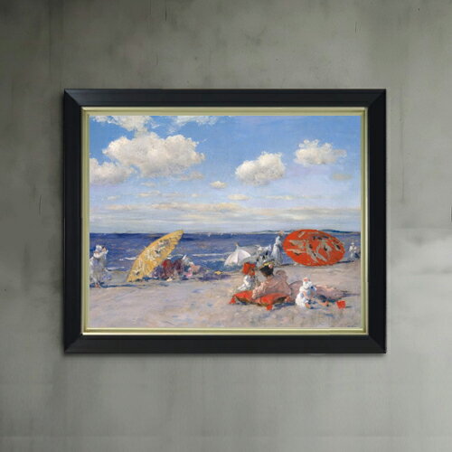 【油絵 直筆仕上げ】チェイス At the Seaside F6 【シンプルフレーム】 絵画 販売 6号 油彩 風景画 440×348mm 複製画 送料無料 プレゼント ギフト 開店祝い 開業祝い 退職祝い 新築祝い リビング 玄関 モダン アートフレーム 壁掛け
