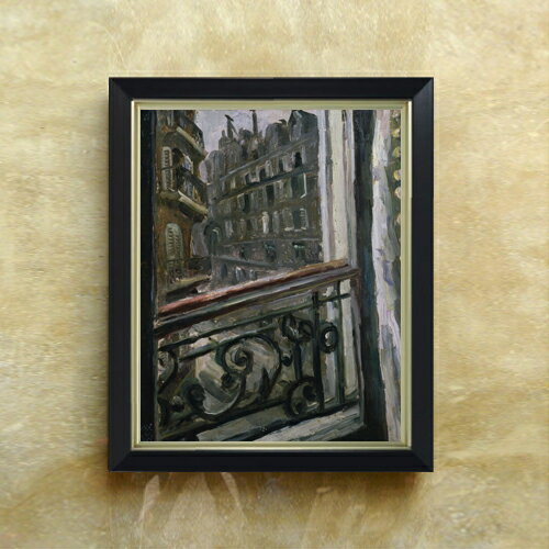 【油絵 直筆仕上げ】小出楢重 パリ・ソンムラールの宿 F6 【シンプルフレーム】 絵画 販売 6号 油彩 風景画 440×348mm 複製画 送料無料 プレゼント ギフト 開店祝い 開業祝い 退職祝い 新築祝い リビング 玄関 モダン アートフレーム 壁掛け