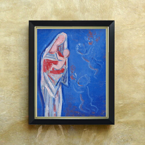 Rakuten - 【油絵 直筆仕上げ】ガランダ 天使と立つ聖母 F6 【シンプルフレーム】 絵画 販売 6号 油彩 抽象画 440×348mm 複製画 送料無料 プレゼント ギフト 開店祝い 開業祝い 退職祝い 新築祝い リビング 玄関 モダン アートフレーム 壁掛け