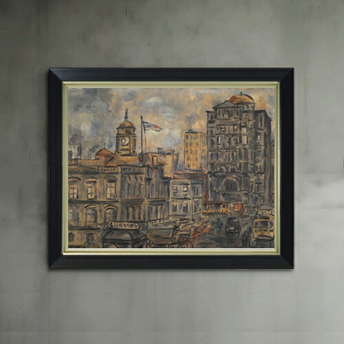 【油絵 直筆仕上げ】ガルシア 市庁舎 F6 【シンプルフレーム】 絵画 販売 6号 油彩 抽象画 440×348mm 複製画 送料無料 プレゼント ギフト 開店祝い 開業祝い 退職祝い 新築祝い リビング 玄関 モダン アートフレーム 壁掛け