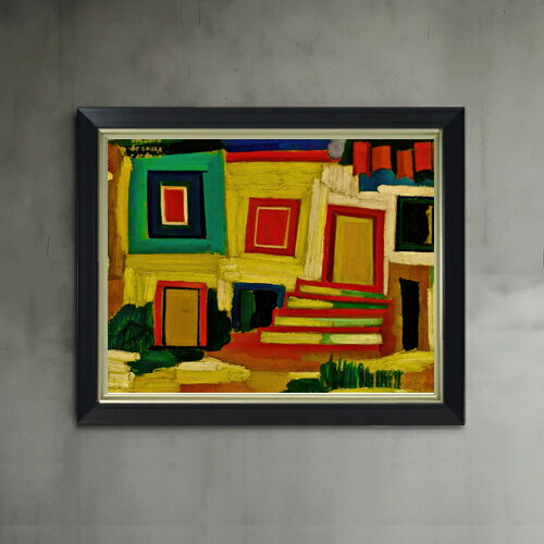 【油絵 直筆仕上げ】カルドーゾ 小さな明るい家 F6 【シンプルフレーム】 絵画 販売 6号 油彩 抽象画 440×348mm 複製画 送料無料 プレゼント ギフト 開店祝い 開業祝い 退職祝い 新築祝い リビング 玄関 モダン アートフレーム 壁掛け