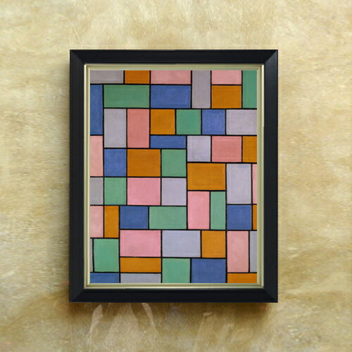 樂天商城 - 【油絵 直筆仕上げ】ドゥースブルフ 不協和音による作品 F6 【シンプルフレーム】 絵画 販売 6号 油彩 抽象画 440×348mm 複製画 送料無料 プレゼント ギフト 開店祝い 開業祝い 退職祝い 新築祝い リビング 玄関 モダン アートフレーム 壁掛け