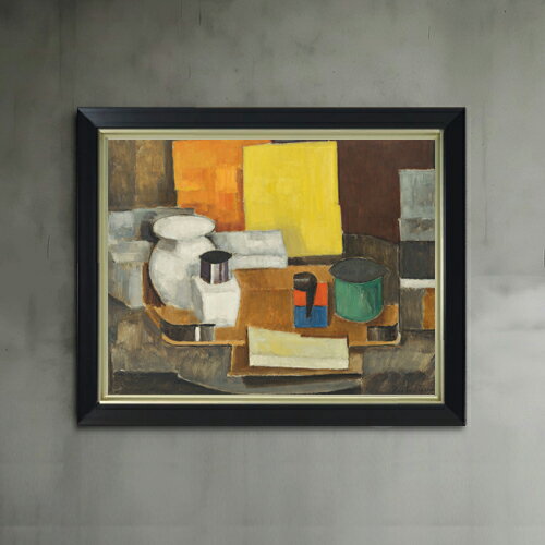 Rakuten - 【油絵 直筆仕上げ】フレネ カレ・ジョーヌ F6 【シンプルフレーム】 絵画 販売 6号 油彩 抽象画 440×348mm 複製画 送料無料 プレゼント ギフト 開店祝い 開業祝い 退職祝い 新築祝い リビング 玄関 モダン アートフレーム 壁掛け