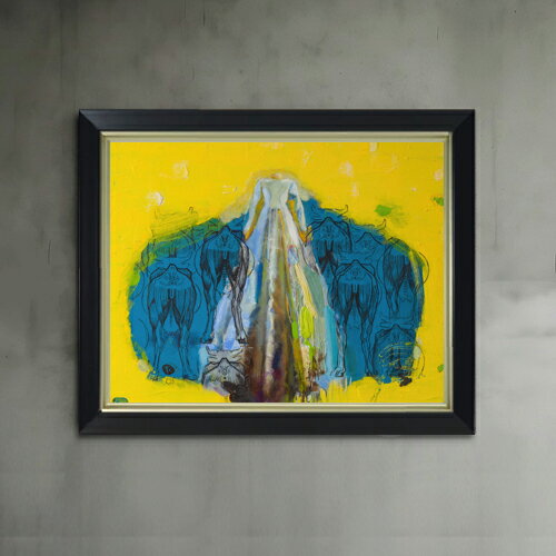 Rakuten - 【油絵 直筆仕上げ】ペースケ カルジュセ・リュウ F6 【シンプルフレーム】 絵画 販売 6号 油彩 抽象画 440×348mm 複製画 送料無料 プレゼント ギフト 開店祝い 開業祝い 退職祝い 新築祝い リビング 玄関 モダン アートフレーム 壁掛け