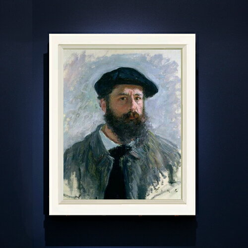 【油絵 直筆仕上げ】クロード・モネ ベレー帽をかぶった自画像 F6 【シンプルフレーム】 絵画 販売 6号..