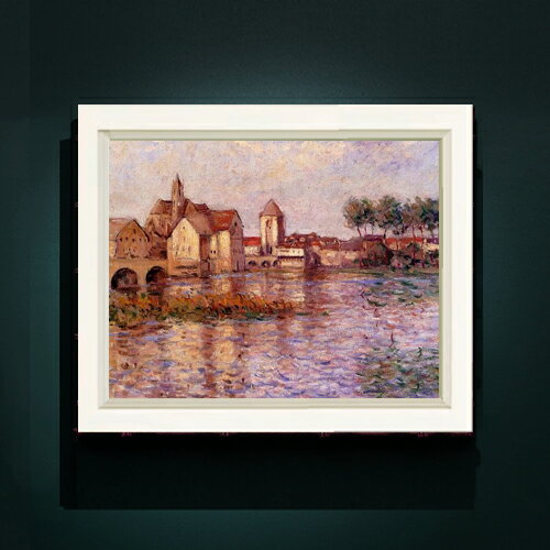 Rakuten - 【油絵 直筆仕上げ】シスレー Moret-sur-Loing F6 【シンプルフレーム】 絵画 販売 6号 油彩 風景画 440×348mm 複製画 送料無料 プレゼント ギフト 開店祝い 開業祝い 退職祝い 新築祝い リビング 玄関 モダン アートフレーム 壁掛け