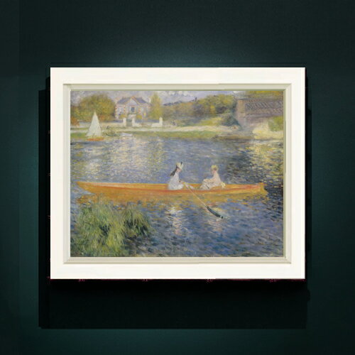 Rakuten - 【油絵 直筆仕上げ】ルノワール 小舟 F6 【シンプルフレーム】 絵画 販売 6号 油彩 風景画 440×348mm 複製画 送料無料 プレゼント ギフト 開店祝い 開業祝い 退職祝い 新築祝い リビング 玄関 モダン アートフレーム 壁掛け